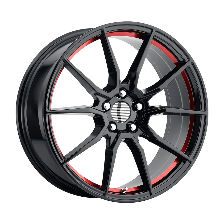 ExoRace XR10 Split-Spoke – 20x10 ET40 5x114.3 – Gloss Black w/ Red Accents